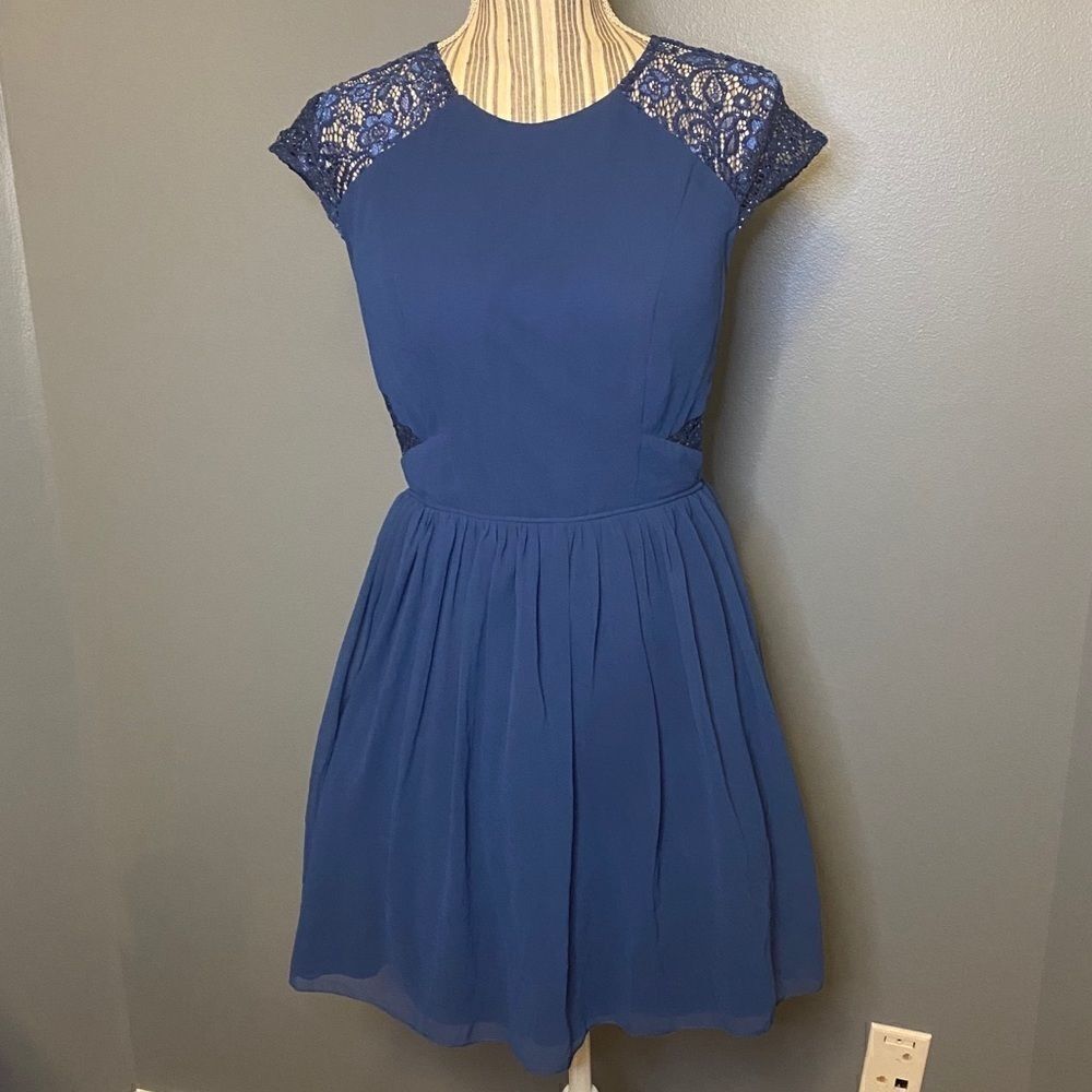 City Studios Blue Lace Peek a Boo Dress 7